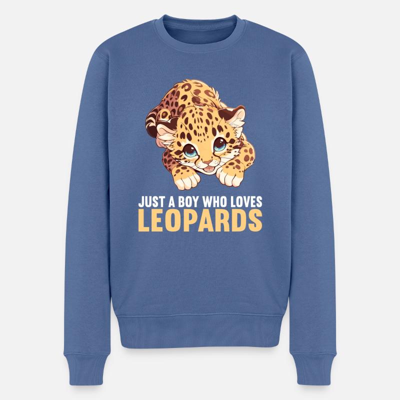 Leoparden Leopard - Männer Premium Bio Pullover - Taubenblau