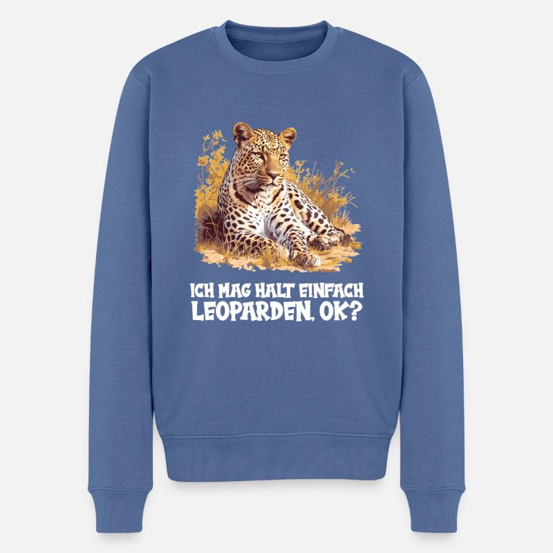 Leoparden Leopard - Männer Premium Bio Pullover - Taubenblau