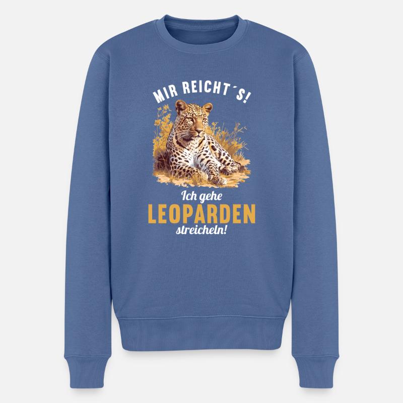 Leoparden Leopard - Männer Premium Bio Pullover - Taubenblau