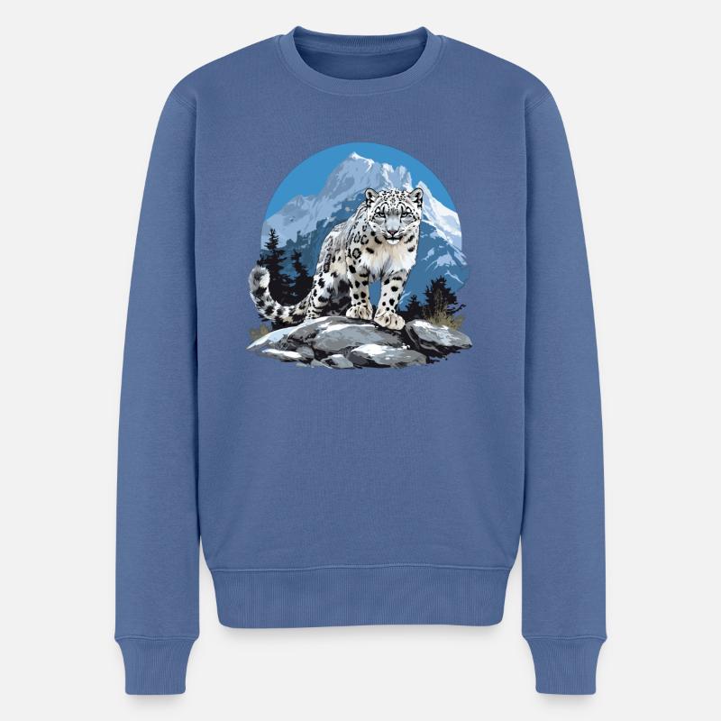 Léopard des neiges Schneeleoparden Schneeleopard - Pull Premium bio Homme - bleu pigeon