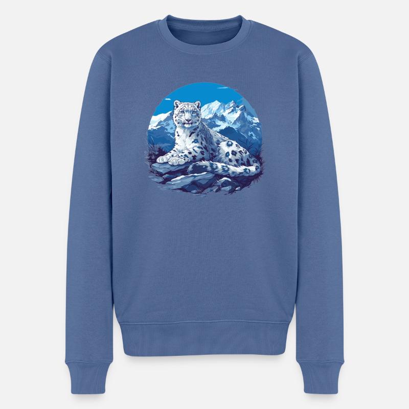 Léopard des neiges Schneeleoparden Schneeleopard - Pull Premium bio Homme - bleu pigeon