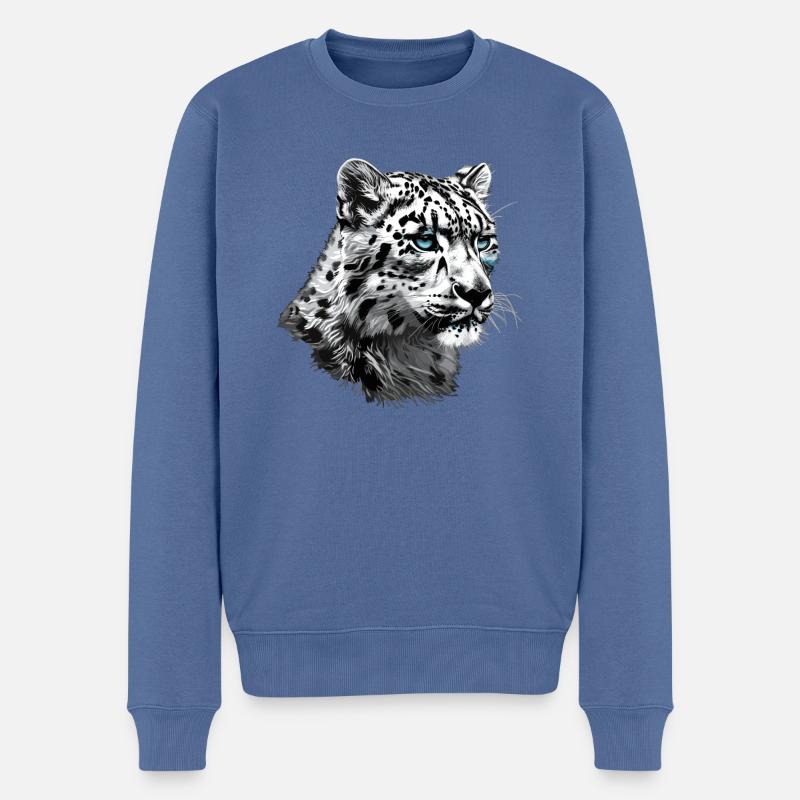 Léopard des neiges Schneeleoparden Schneeleopard - Pull Premium bio Homme - bleu pigeon