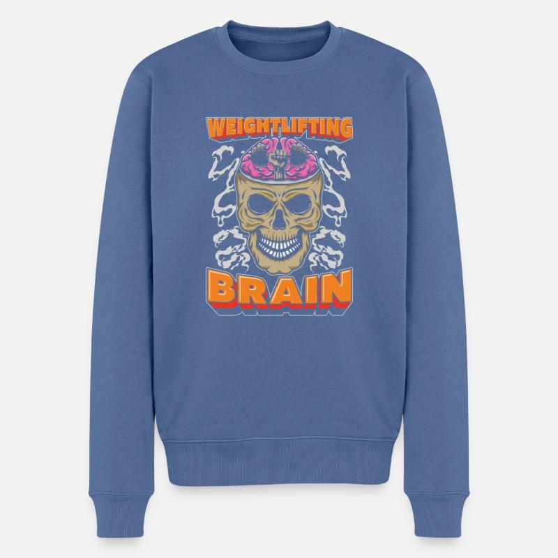 Haltérophilie Haltérophilie Crâne - Pull Premium bio Homme - bleu pigeon