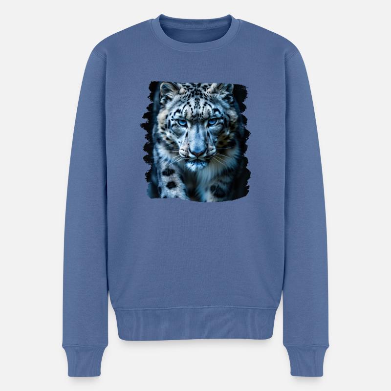Léopard des neiges Schneeleoparden Schneeleopard - Pull Premium bio Homme - bleu pigeon