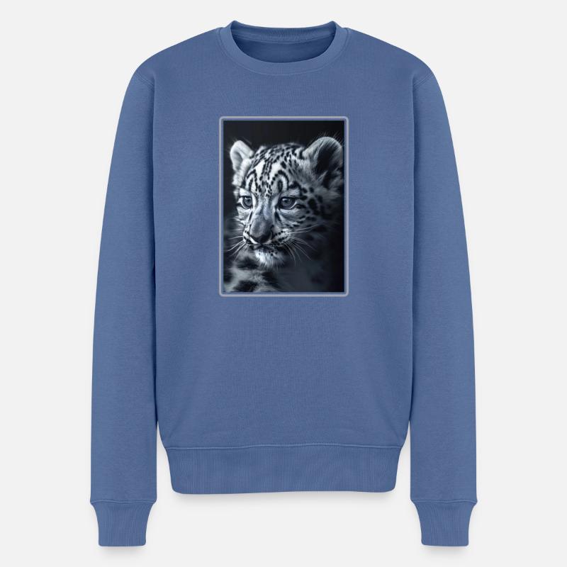Léopard des neiges Schneeleoparden Schneeleopard - Pull Premium bio Homme - bleu pigeon