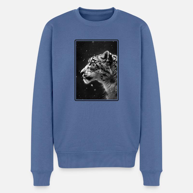 Léopard des neiges Schneeleoparden Schneeleopard - Pull Premium bio Homme - bleu pigeon