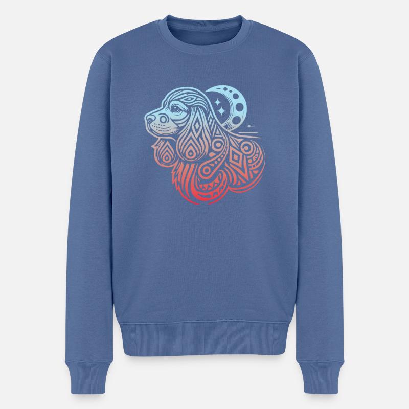 Cocker Spaniel Stammes Moon Phases - Männer Premium Bio Pullover - Taubenblau