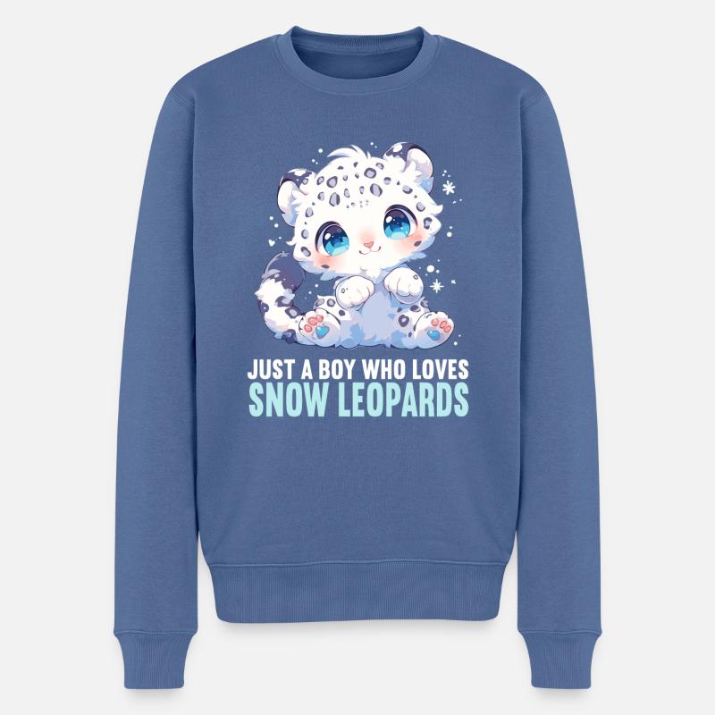 Snow Leopard Schneeleoparden Schneeleopard - Männer Premium Bio Pullover - Taubenblau