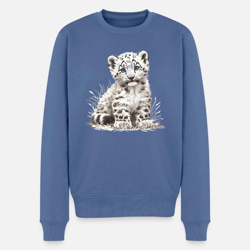 Snow Leopard Schneeleoparden Schneeleopard - Männer Premium Bio Pullover - Taubenblau