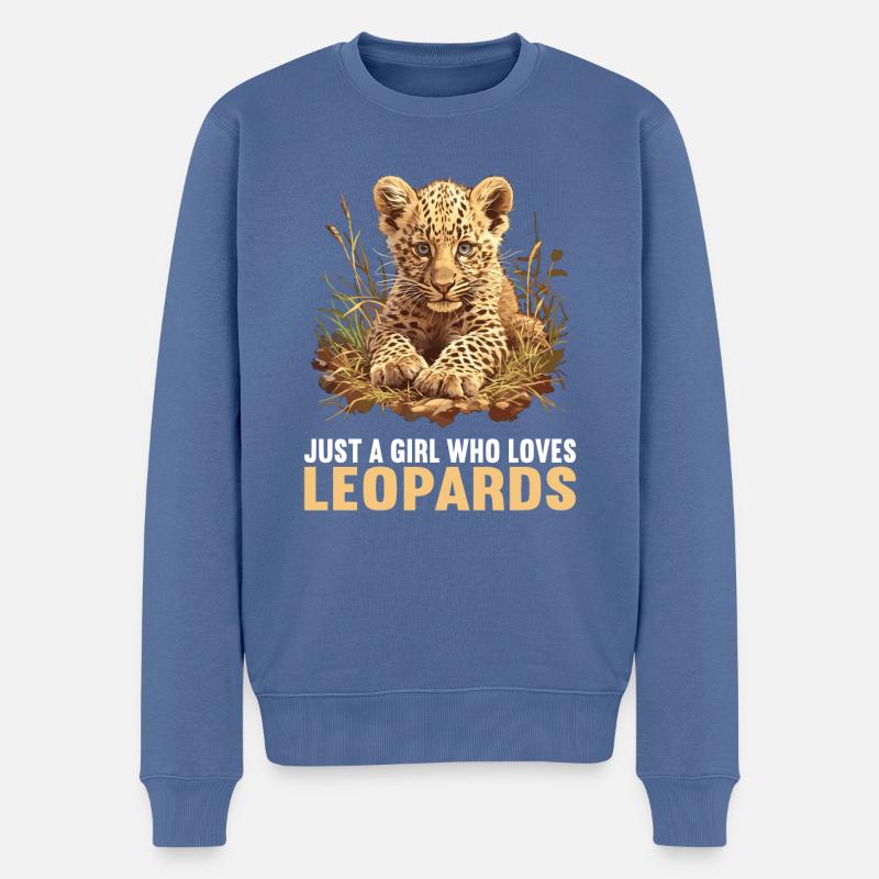 Leoparden Leopard - Männer Premium Bio Pullover - Taubenblau