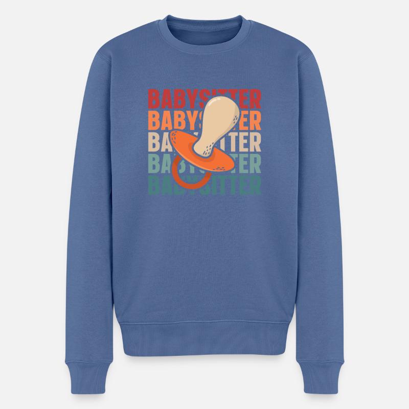 Babysitter - Männer Premium Bio Pullover - Taubenblau