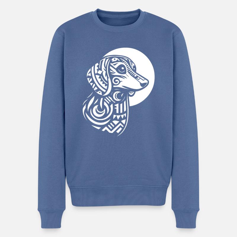 Dackel Dachshund Stammes Moon Phases - Männer Premium Bio Pullover - Taubenblau