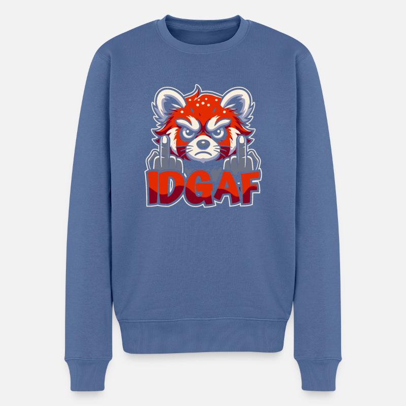 Panda roux Idgaf - Pull Premium bio Homme - bleu pigeon