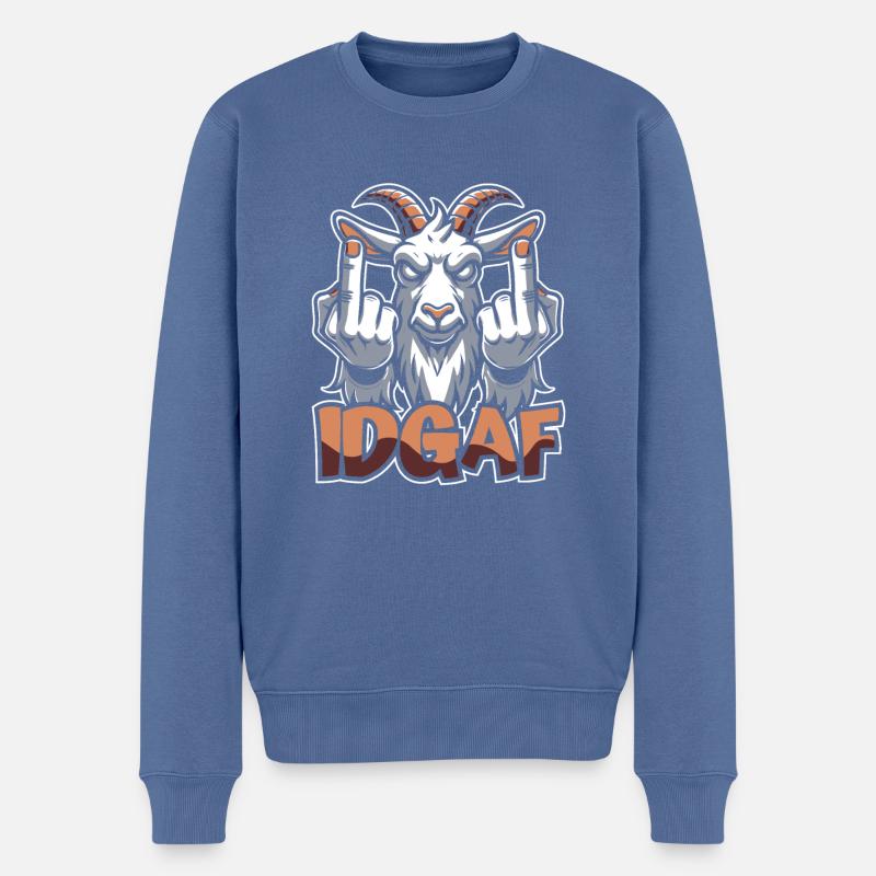 Ziege Idgaf - Männer Premium Bio Pullover - Taubenblau
