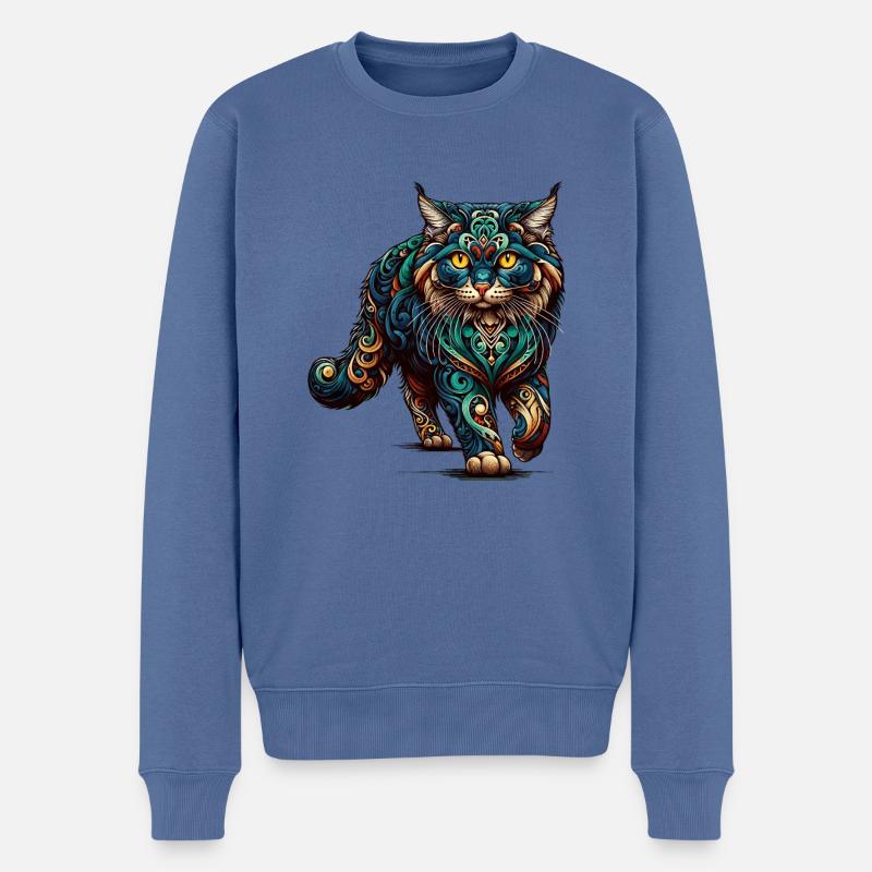 Mandala Art American Curl - Pull Premium bio Homme - bleu pigeon
