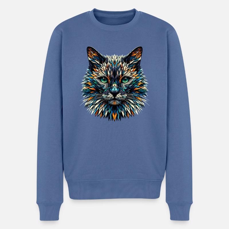 Polygone Art Bombay Chat - Pull Premium bio Homme - bleu pigeon
