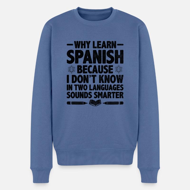 Fremdsprachenlehrer Schule Sprachlehrer - Männer Premium Bio Pullover - Taubenblau