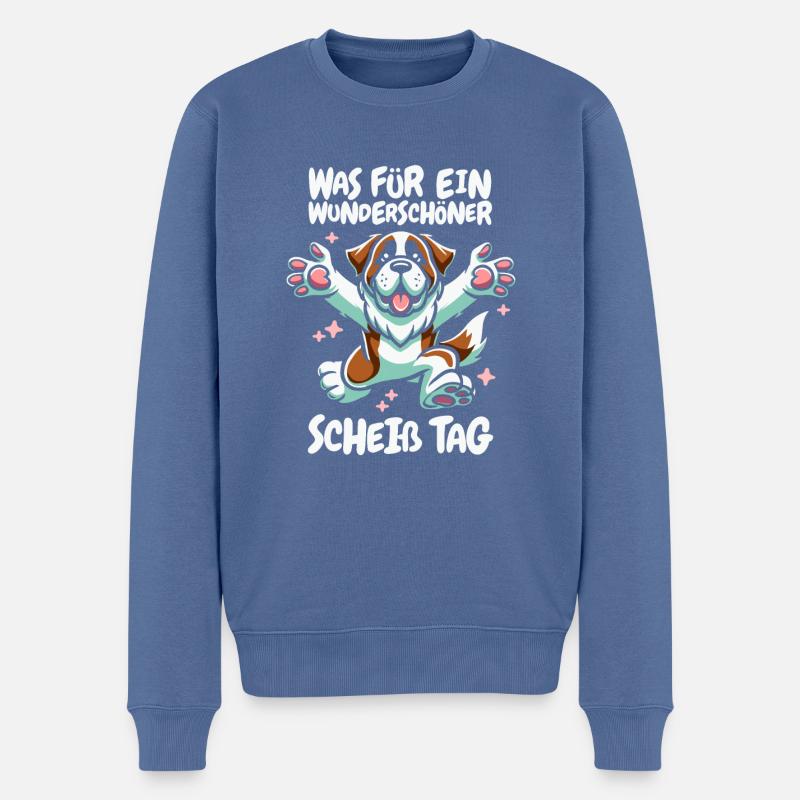 Saint Bernard Belle Journée - Pull Premium bio Homme - bleu pigeon