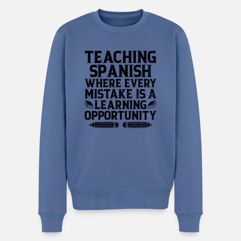 Fremdsprachenlehrer Schule Sprachlehrer - Männer Premium Bio Pullover - Taubenblau