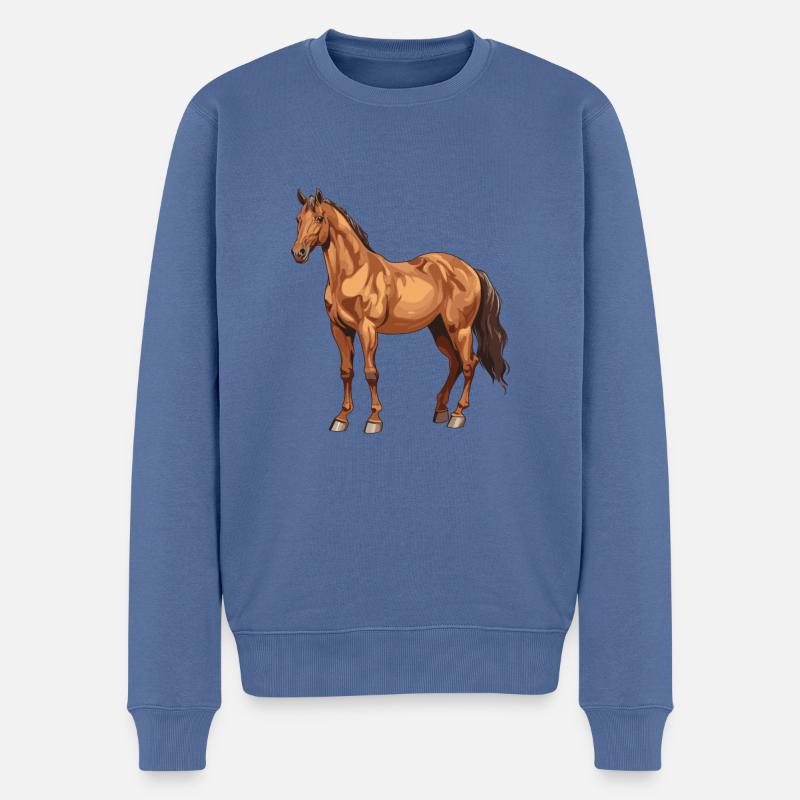 Pferd Tier - Männer Premium Bio Pullover - Taubenblau