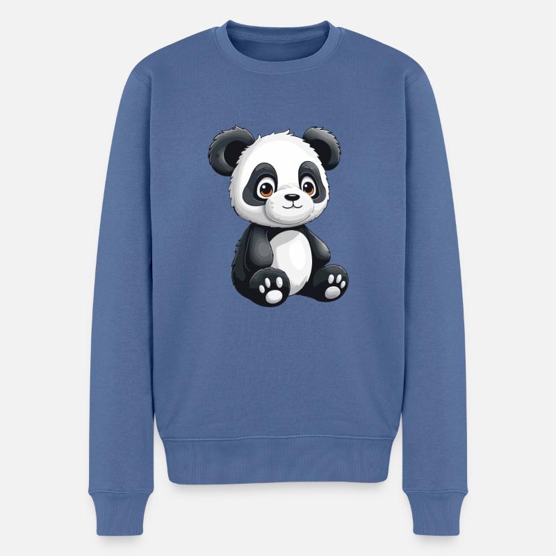 Panda Tier - Männer Premium Bio Pullover - Taubenblau