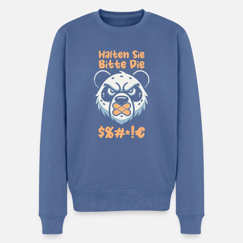 Großer Panda Pandabär - Männer Premium Bio Pullover - Taubenblau
