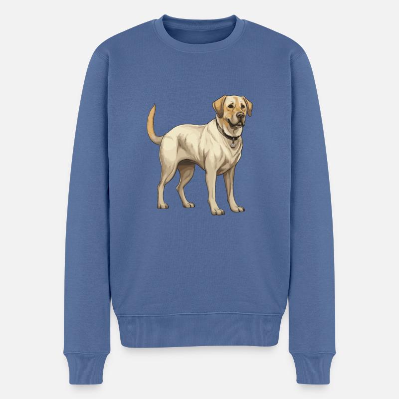 Labrador Hund Tier - Männer Premium Bio Pullover - Taubenblau