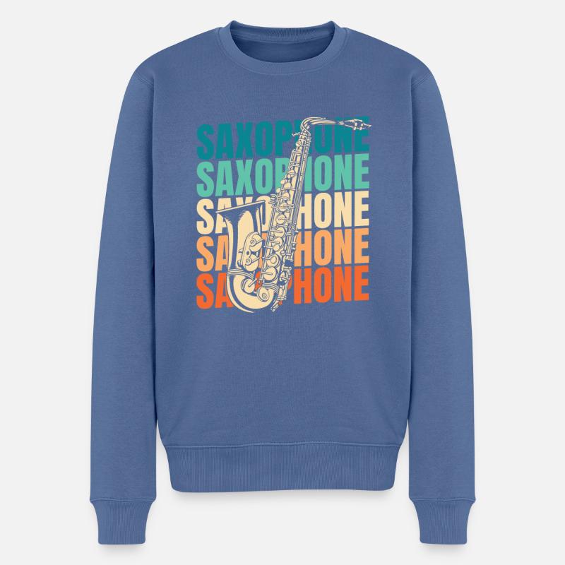 Saxophone Saxophone - Pull Premium bio Homme - bleu pigeon