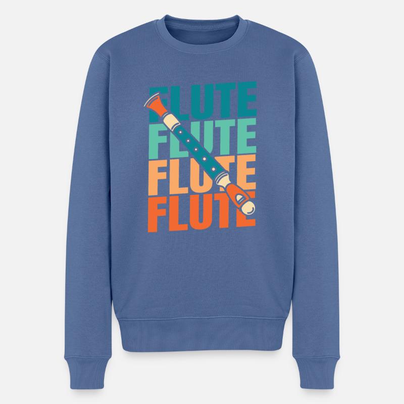 Flötist Flöte - Männer Premium Bio Pullover - Taubenblau
