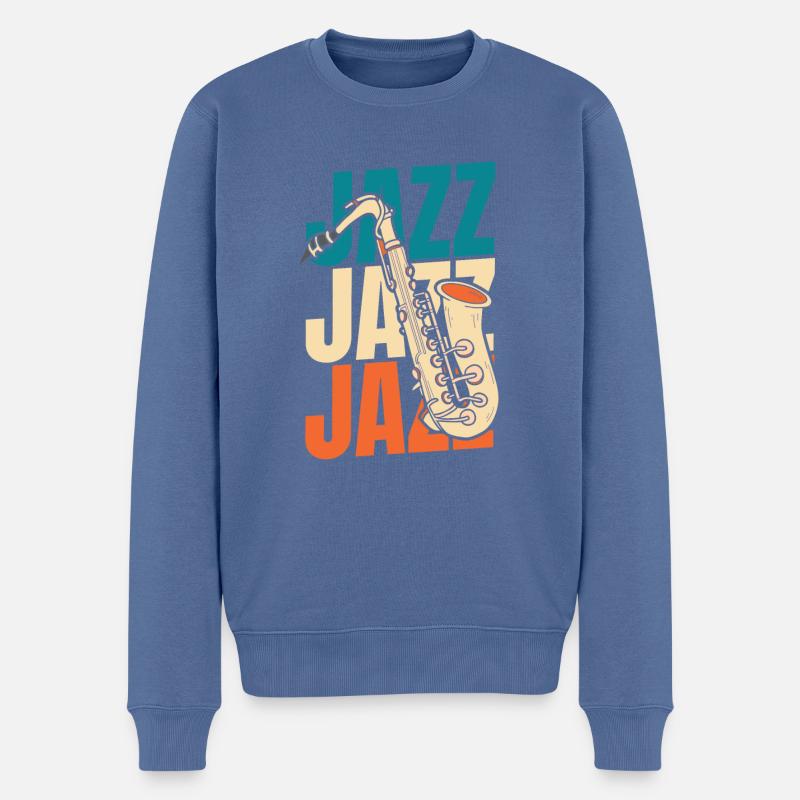 Jazz Musik - Männer Premium Bio Pullover - Taubenblau