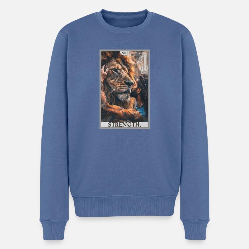 Tarotkarten Tarotkarte Strength Kraft - Männer Premium Bio Pullover - Taubenblau