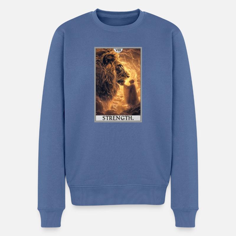 Tarotkarten Tarotkarte Strength Kraft - Männer Premium Bio Pullover - Taubenblau