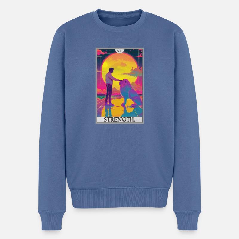 Tarotkarten Tarotkarte Strength Kraft - Männer Premium Bio Pullover - Taubenblau