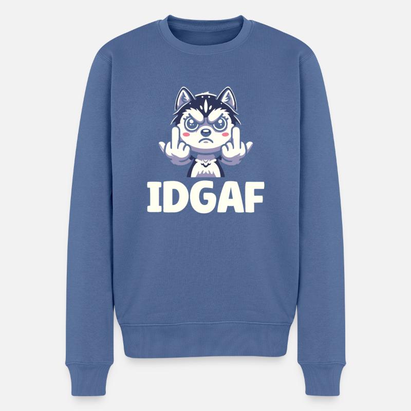 Husky de Sibérie Idgaf - Pull Premium bio Homme - bleu pigeon