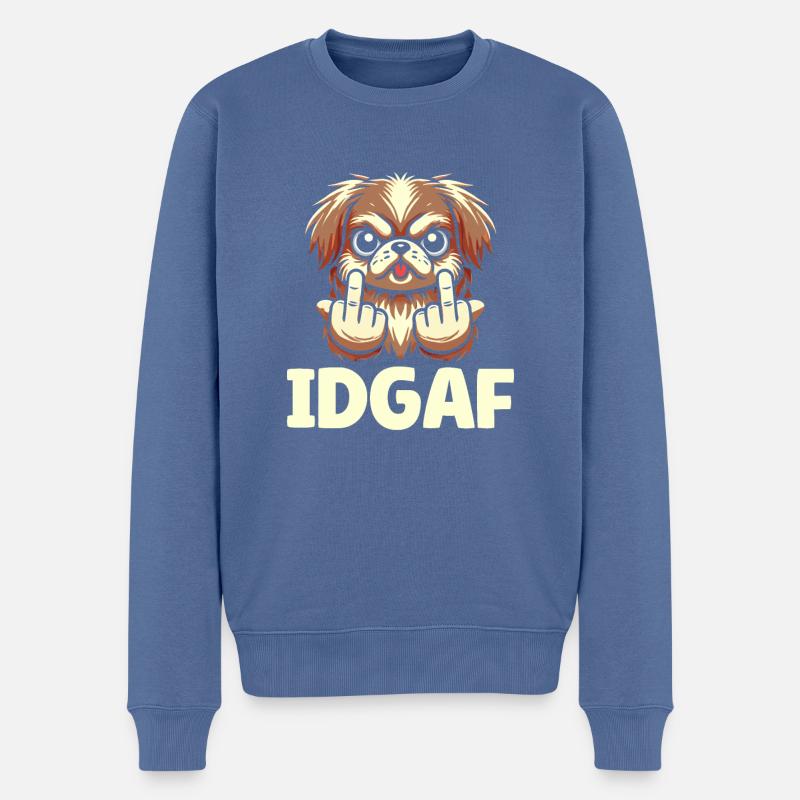 Pékinois Idgaf - Pull Premium bio Homme - bleu pigeon