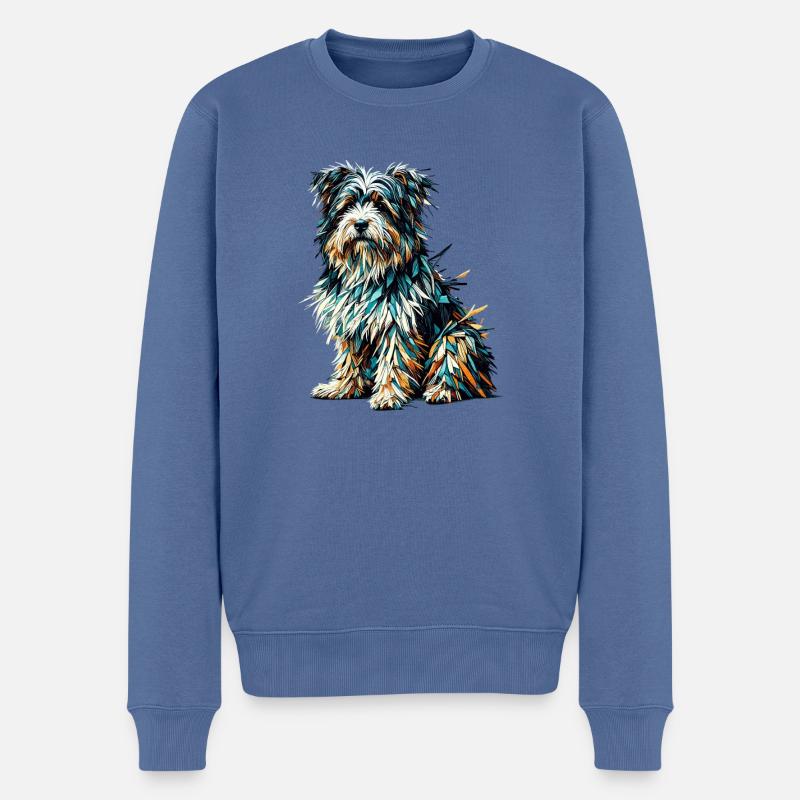 Polygon Art Tibetan Terrier Terriers - Männer Premium Bio Pullover - Taubenblau