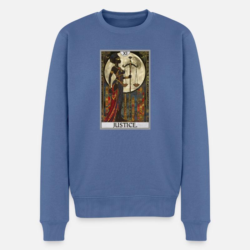 Tarotkarten Tarotkarte Justice Gerechtigkeit - Männer Premium Bio Pullover - Taubenblau