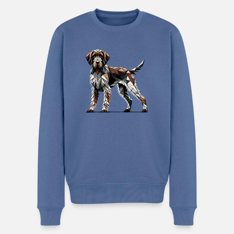 Geometrische Kunst Deutscher Drahthaarzeiger - Männer Premium Bio Pullover - Taubenblau