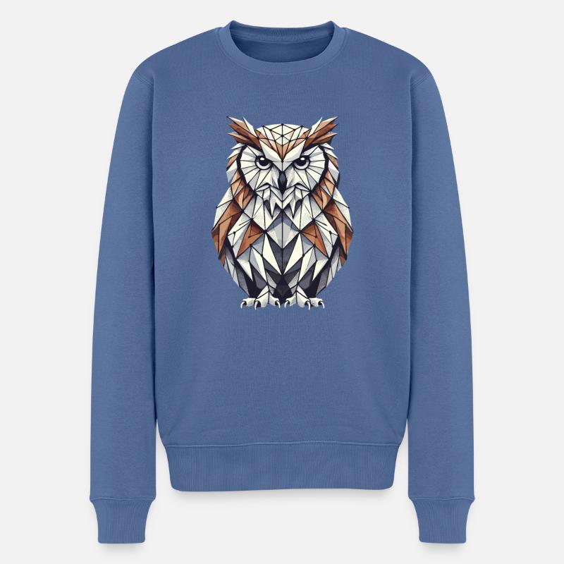 Geometrische Kunst, Eule, Vogel, Eulen, Eulen, Liebhaber - Männer Premium Bio Pullover - Taubenblau