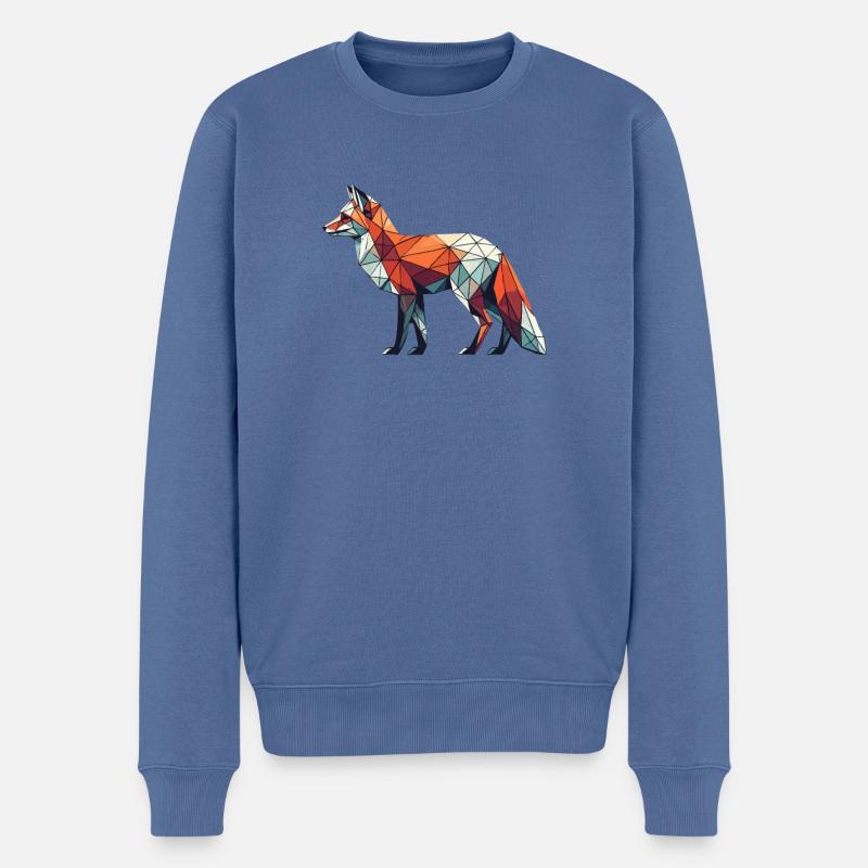 Geometrische Kunst Fuchs Füchse - Männer Premium Bio Pullover - Taubenblau