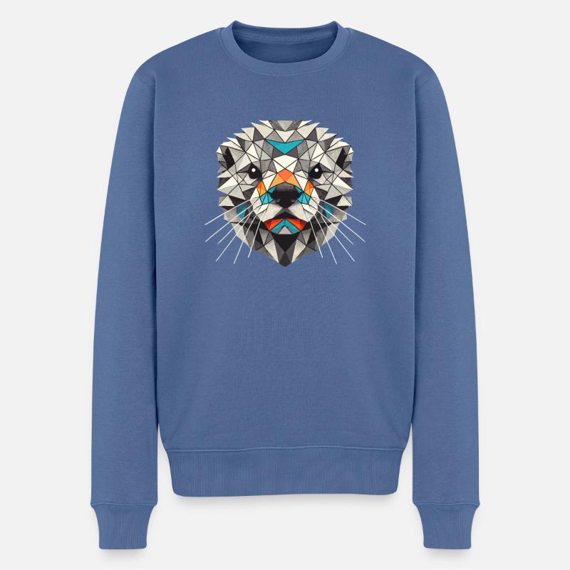 Geometrische Kunst Otter - Männer Premium Bio Pullover - Taubenblau