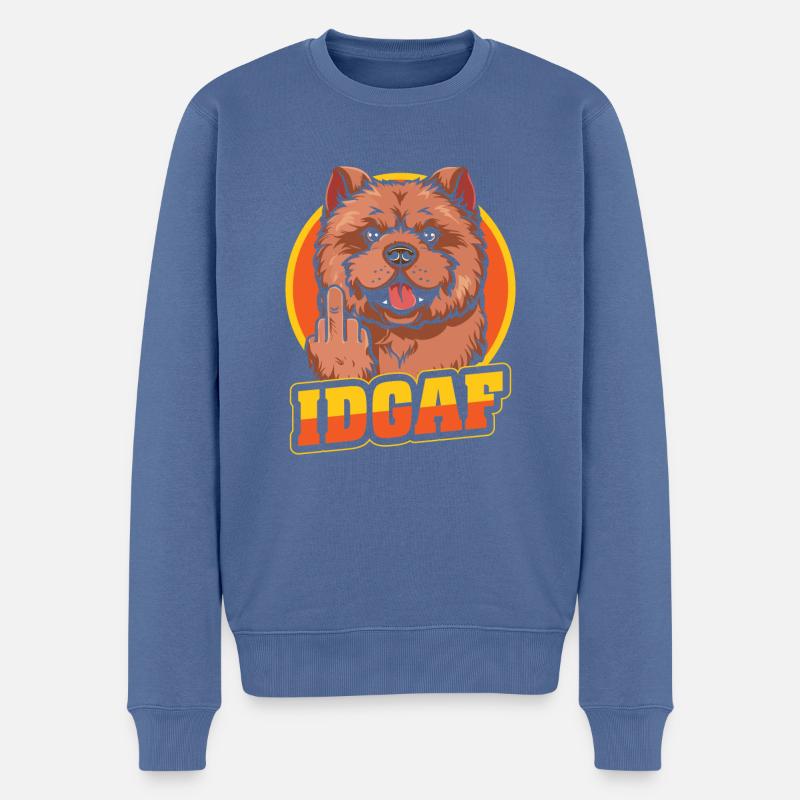 Chow Chow Idgaf - Männer Premium Bio Pullover - Taubenblau
