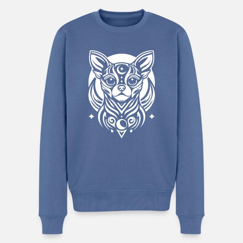 Phases de lune Chihuahua - Pull Premium bio Homme - bleu pigeon