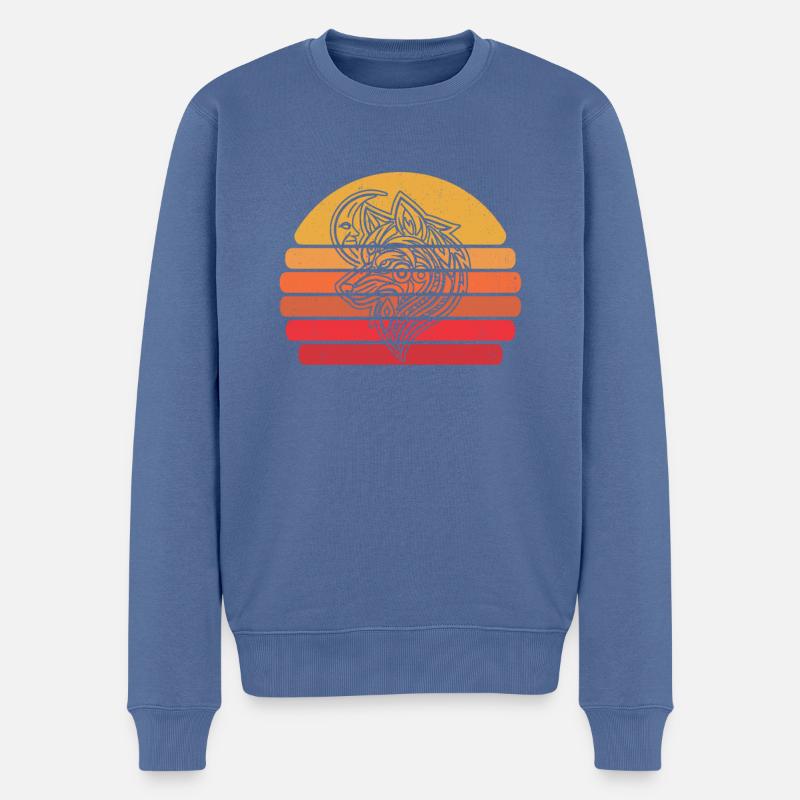Phases de lune loup - Pull Premium bio Homme - bleu pigeon