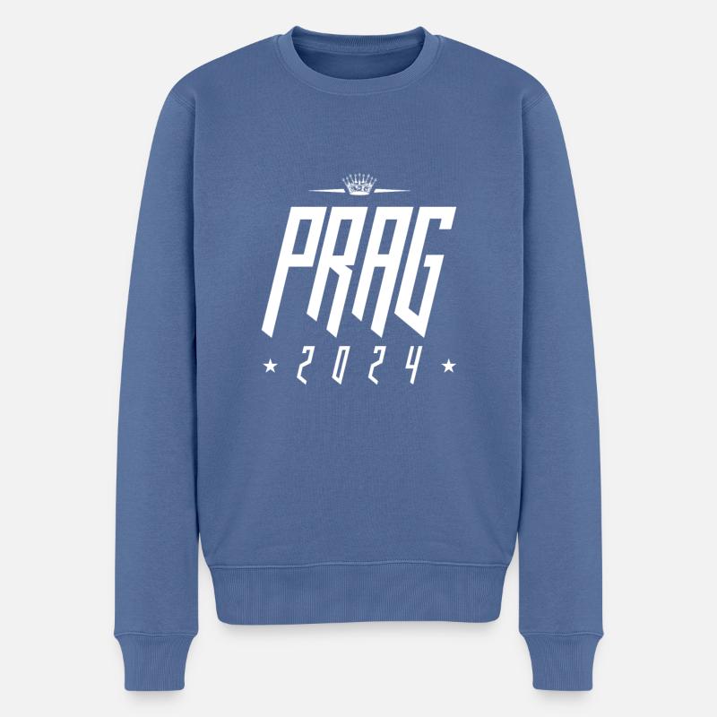 Prague 2024 - Pull Premium bio Homme - bleu pigeon