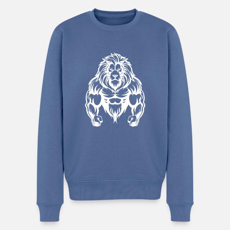 Muscles Lion - Pull Premium bio Homme - bleu pigeon