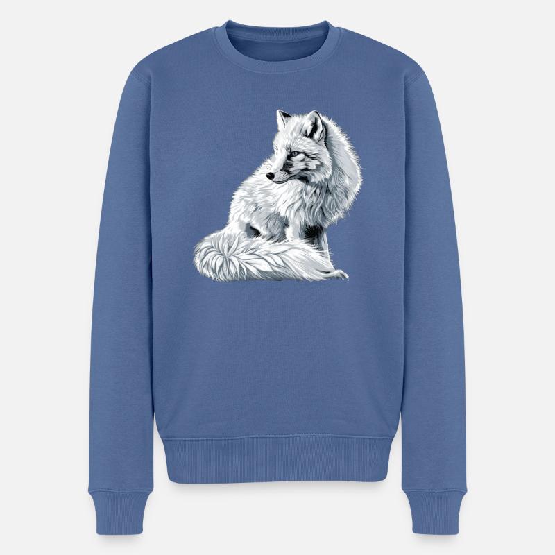 Arctic Fox Polarfüchse Polarfuchs - Männer Premium Bio Pullover - Taubenblau
