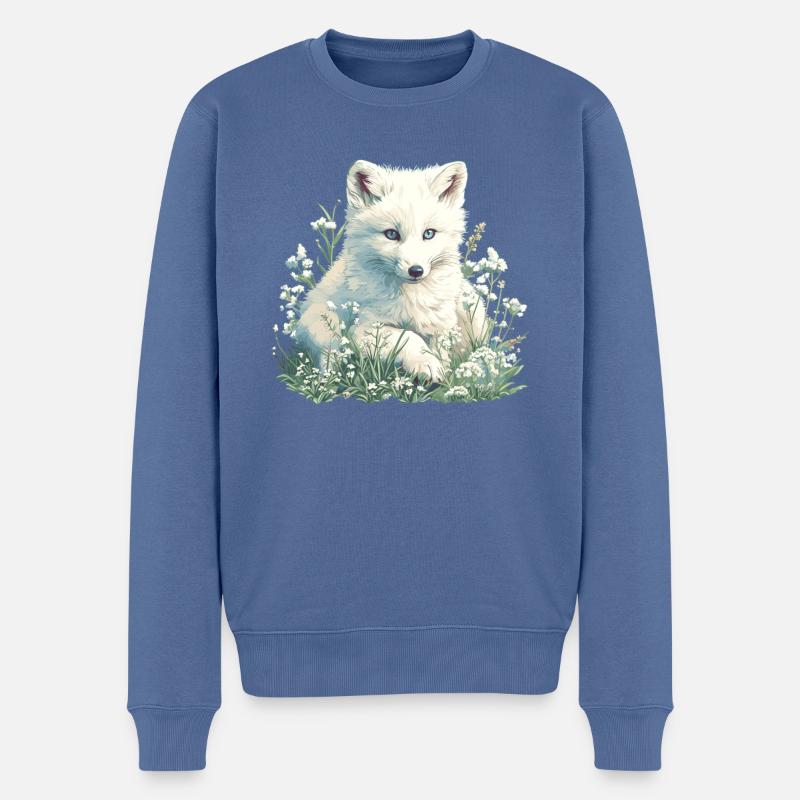 Renard arctique Polarfüchse Polarfuchs - Pull Premium bio Homme - bleu pigeon