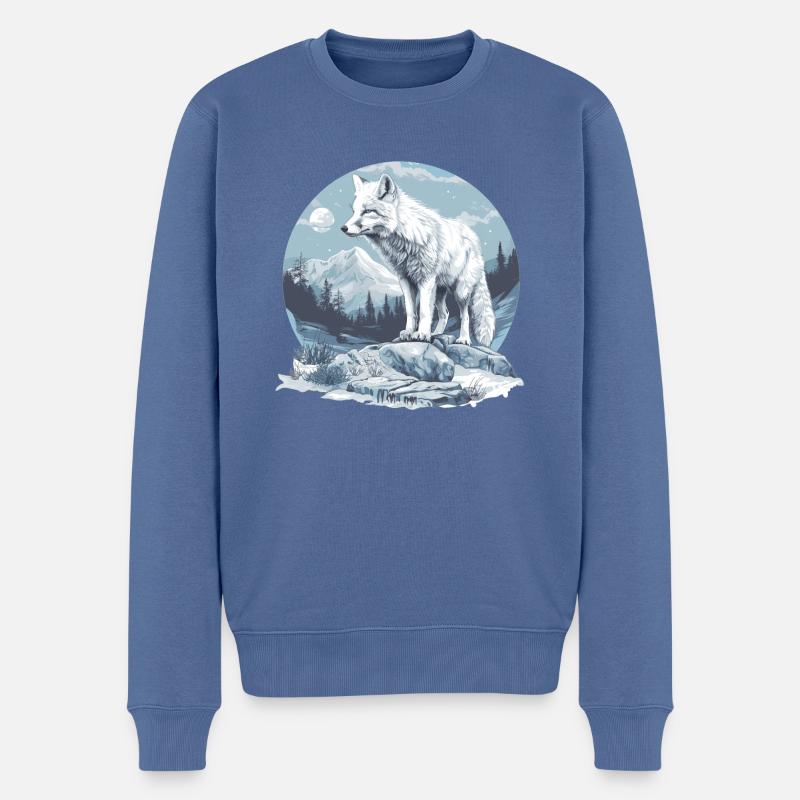Renard arctique Polarfüchse Polarfuchs - Pull Premium bio Homme - bleu pigeon