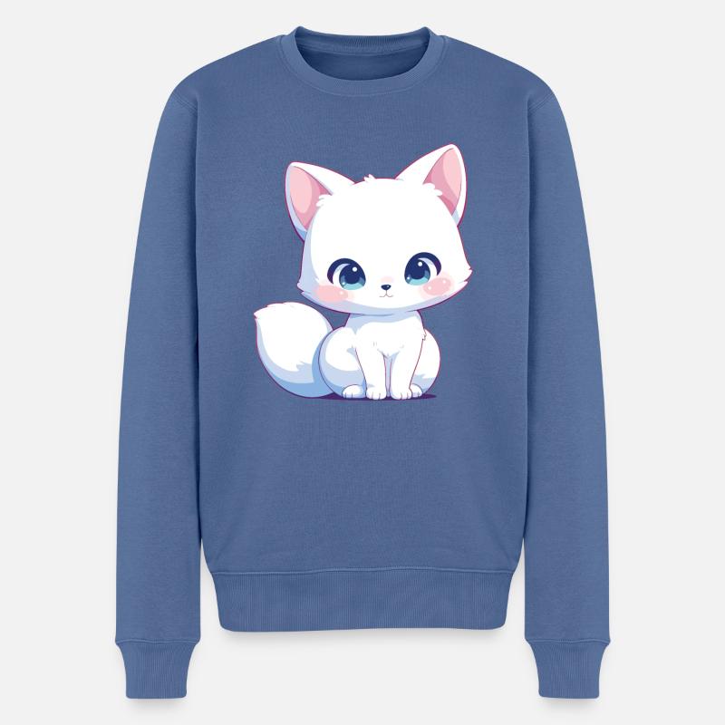 Arctic Fox Polarfüchse Polarfuchs - Männer Premium Bio Pullover - Taubenblau